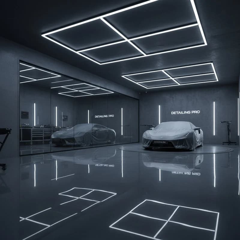 Eigene Detailing-Halle mit Ausstattung und Hebebühne